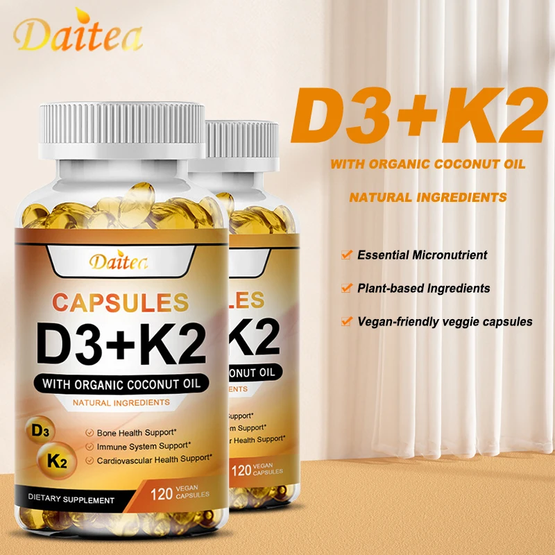 Vitamin K2 & D3 Supplement – Immune System & Bone Health Support (120 Capsules)