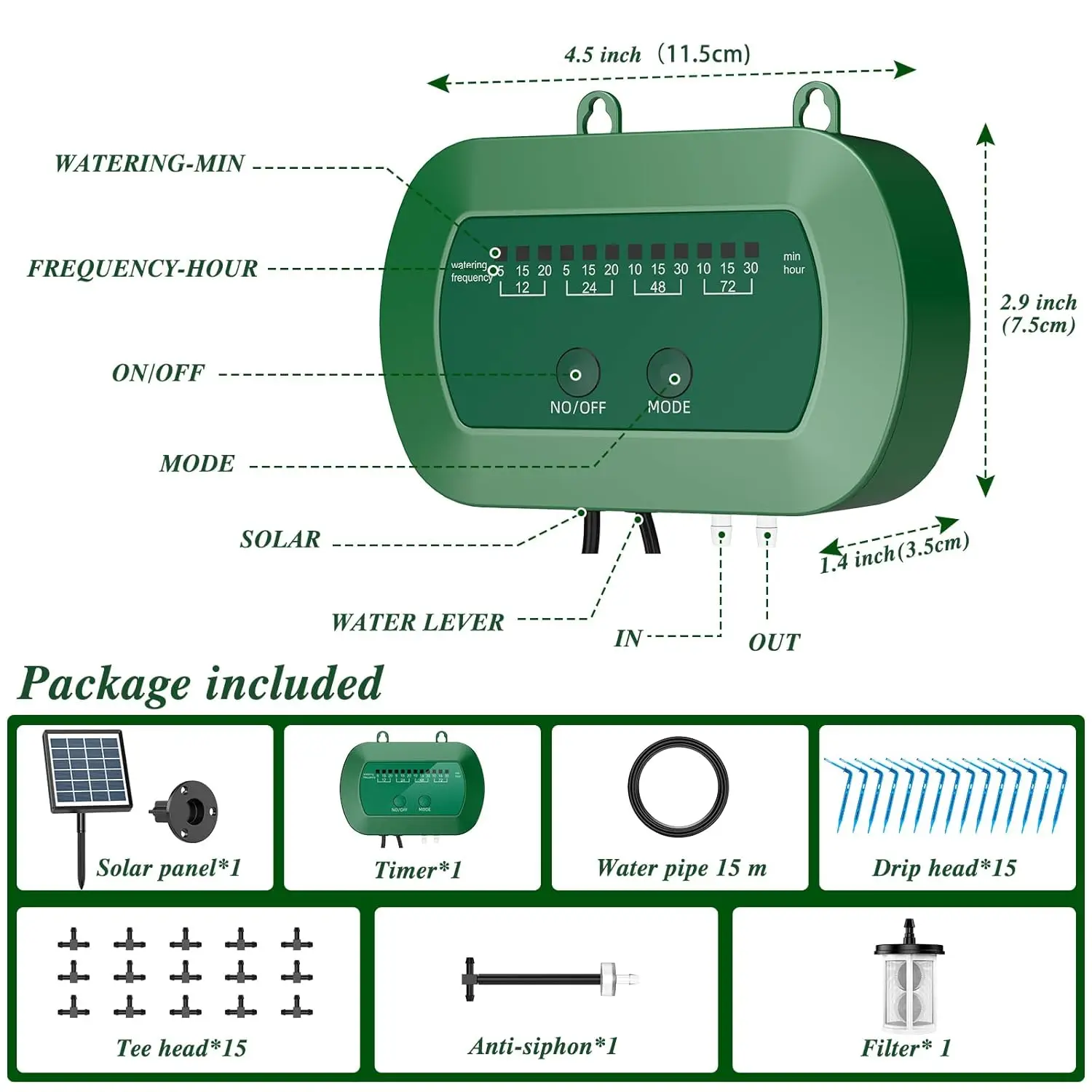 Solar-Powered Automatic Drip Irrigation Kit – 15m Hose, Timer, Self-Watering - Image 6