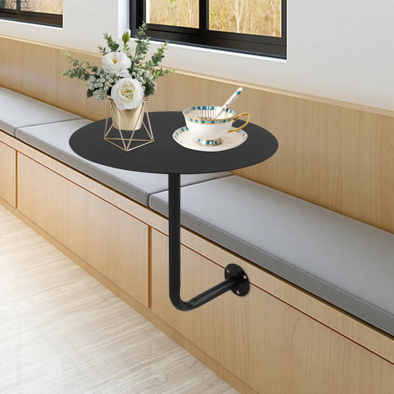 Wall-Mounted Round Side Table – Minimalist Floating Shelf for Café & Home - Image 2