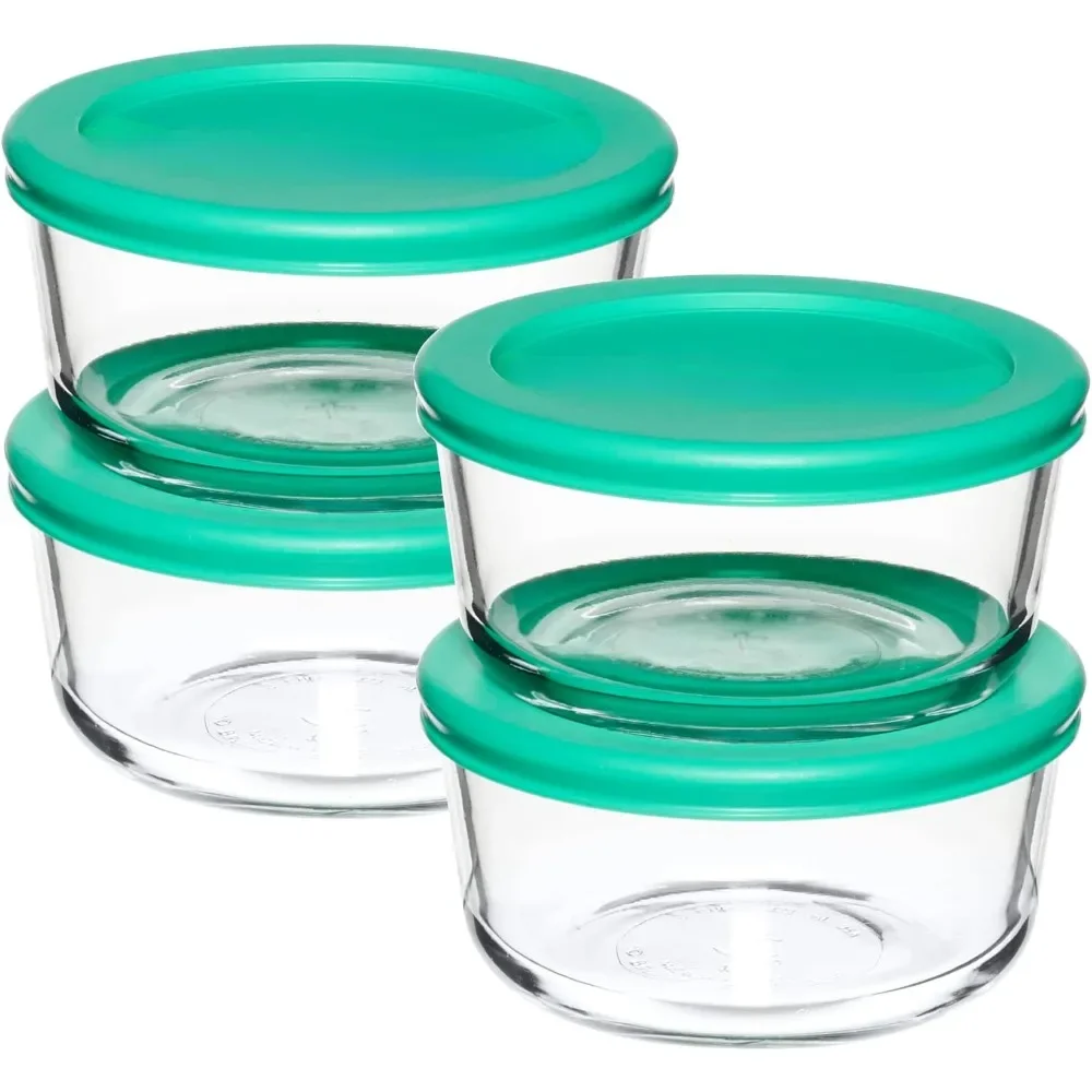 2-Cup Glass Food Storage Containers with Mint Lids – Set of 4 - Image 7