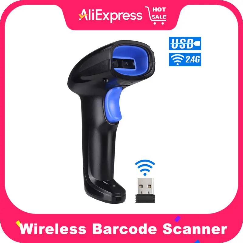 2.4G Wireless & USB Wired 1D Barcode Scanner, Rechargeable Handheld Reader - Image 2