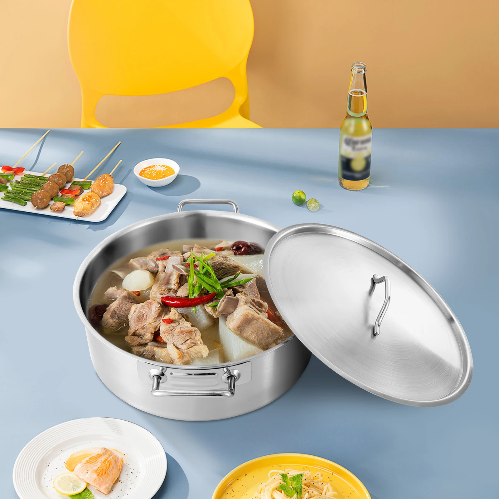 11qt Stainless Steel Stock Pot with Glass Lid – Large Soup Cookware for All Stove Types - Image 3