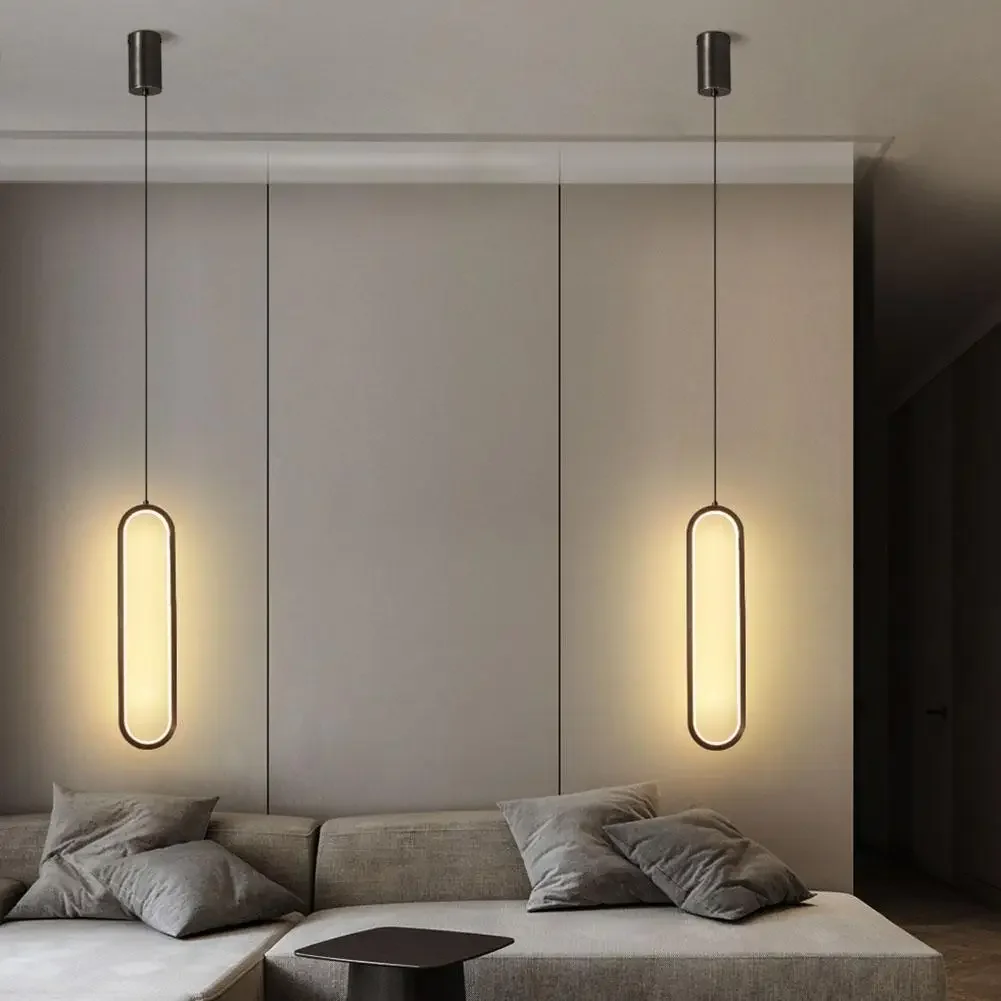 Minimalist LED Pendant Light – Gold/Black Hanging Lamp for Bedroom & Living Room