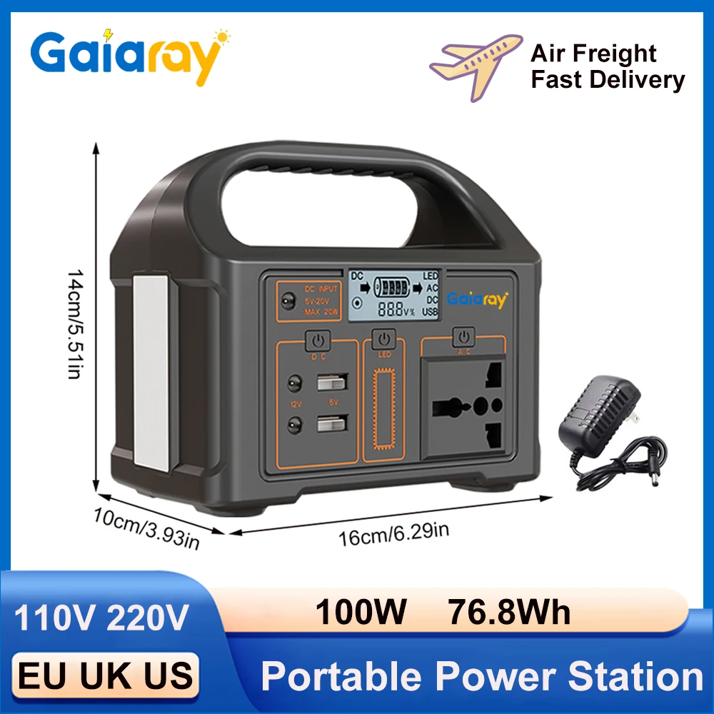 100W Portable Power Station – 24000mAh Solar Generator for Camping & Emergency