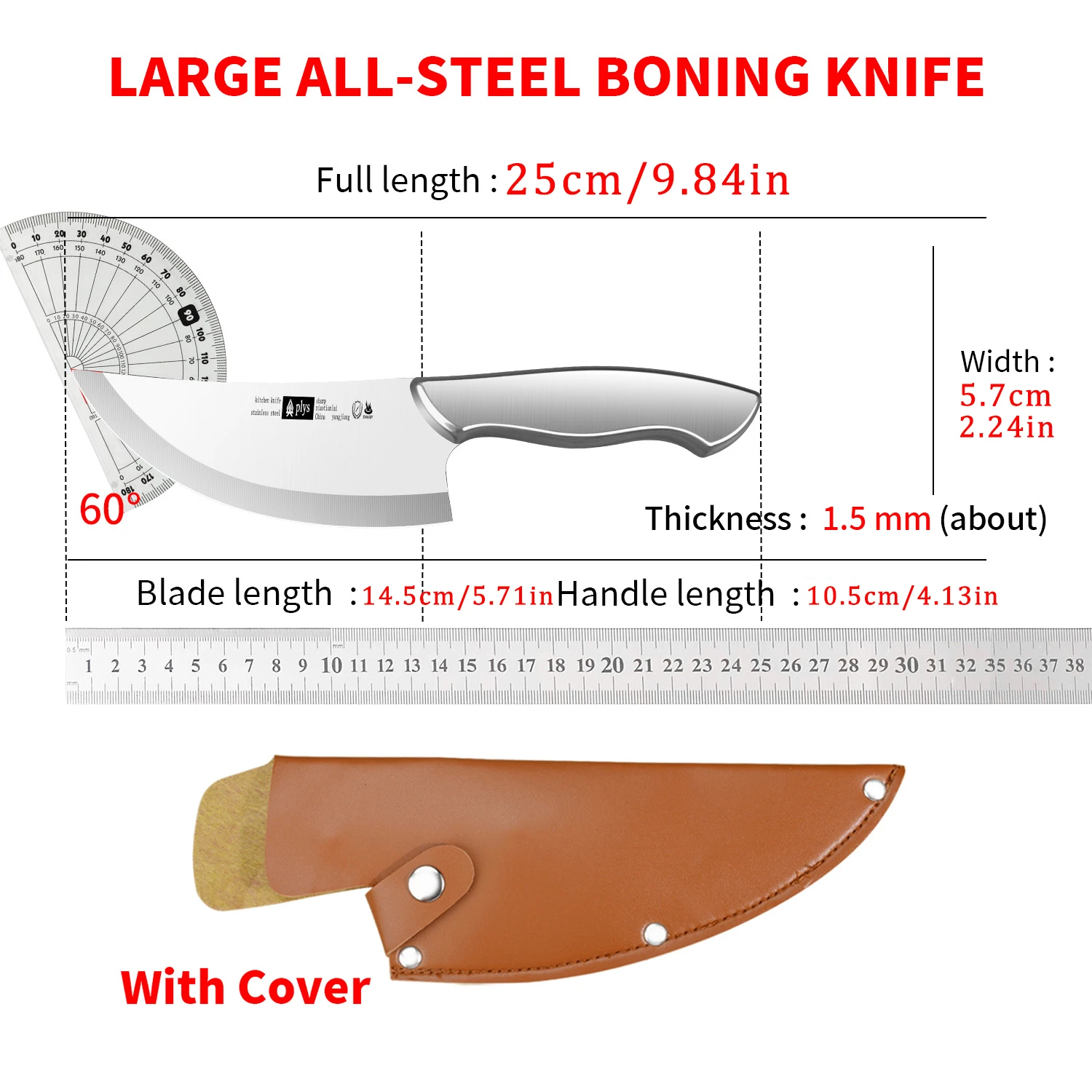Hand‑Forged Boning & Cleaver Knife – Full‑Tang with Leather Sheath, Ergonomic Grip - Image 7
