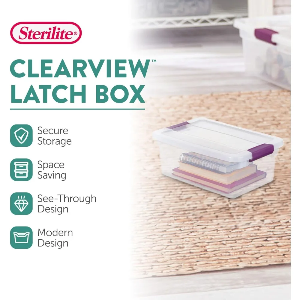 12-Pack ClearView Stackable Latch Storage Bins – 6 Quart Organizer for Home - Image 4