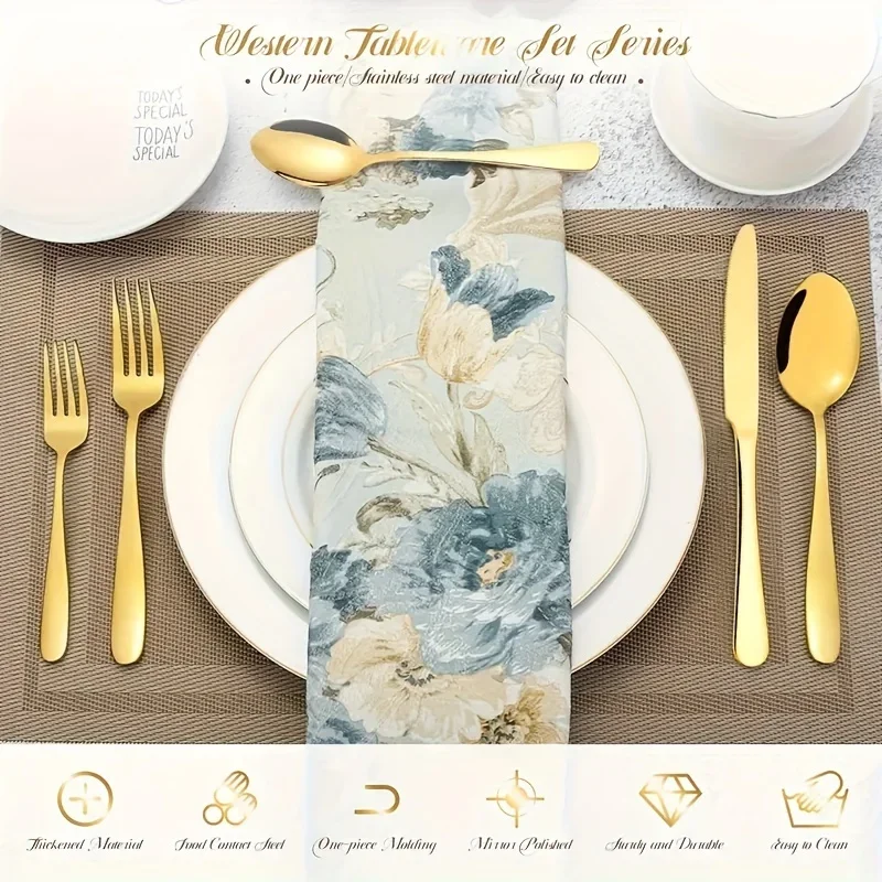 Luxury 30/60-Piece Gold Stainless Steel Flatware Set – Dinner Spoons, Forks, Knives - Image 5