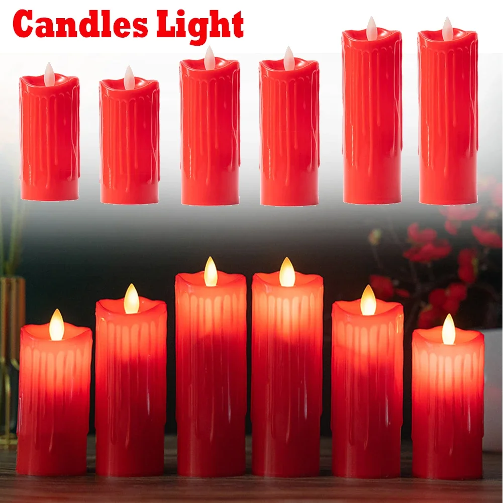 Red Flameless LED Shake Candles – Battery Powered Swing Light for Halloween & Home Decor