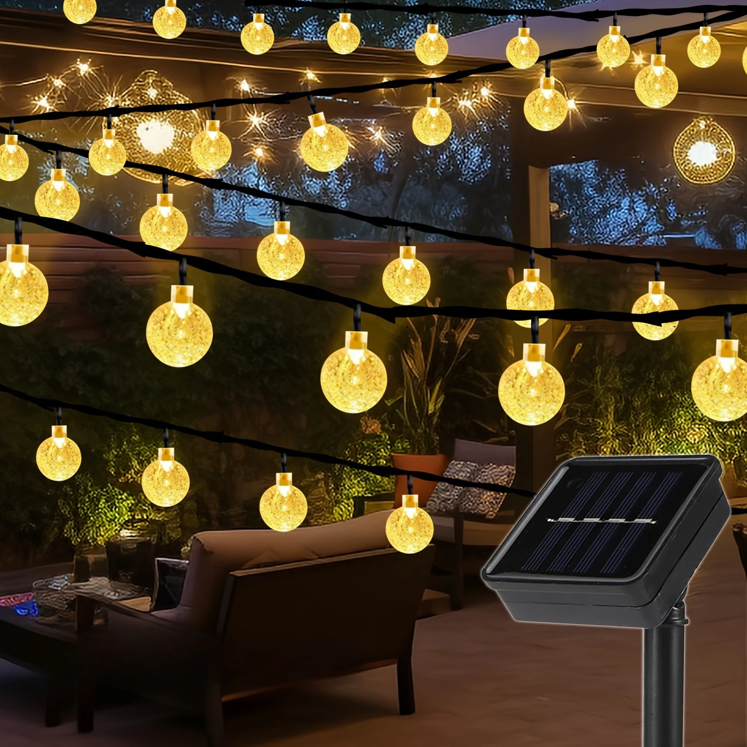 Solar Crystal LED String Lights – 20/100/200 LEDs for Garden, Christmas & Party Decor