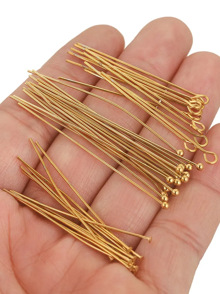 20pcs 20-70MM PVD Stainless Steel Eye Flat Ball Head Pins Needle for Beads Earrings Crafts Connector Jewelry Making Materials - Image 2