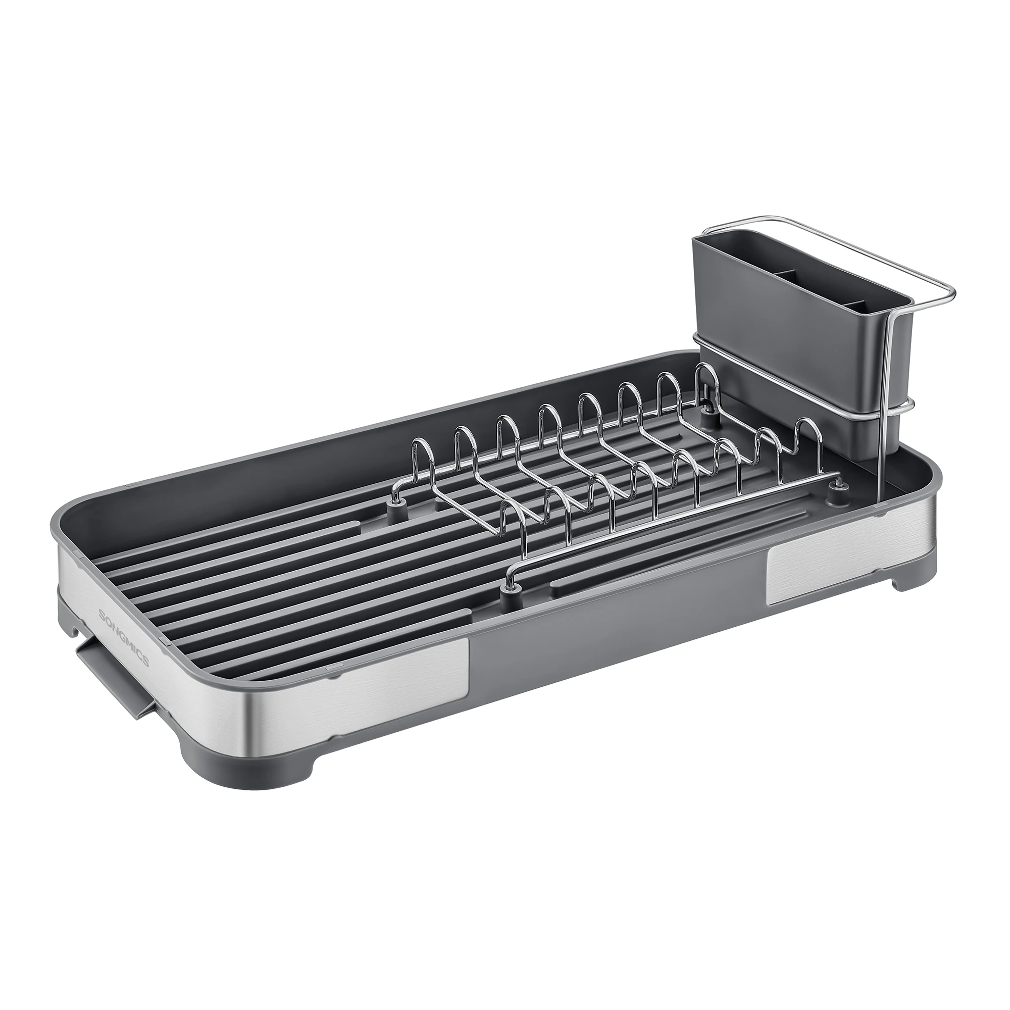 SONGMICS Compact Stainless Steel Dish Rack – Rustproof, Drain Spout, Utensil Holder - Image 7