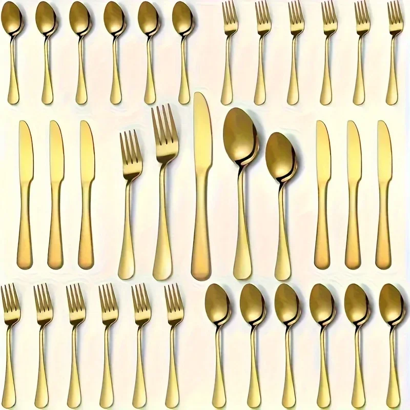 Luxury 30/60-Piece Gold Stainless Steel Flatware Set – Dinner Spoons, Forks, Knives - Image 6