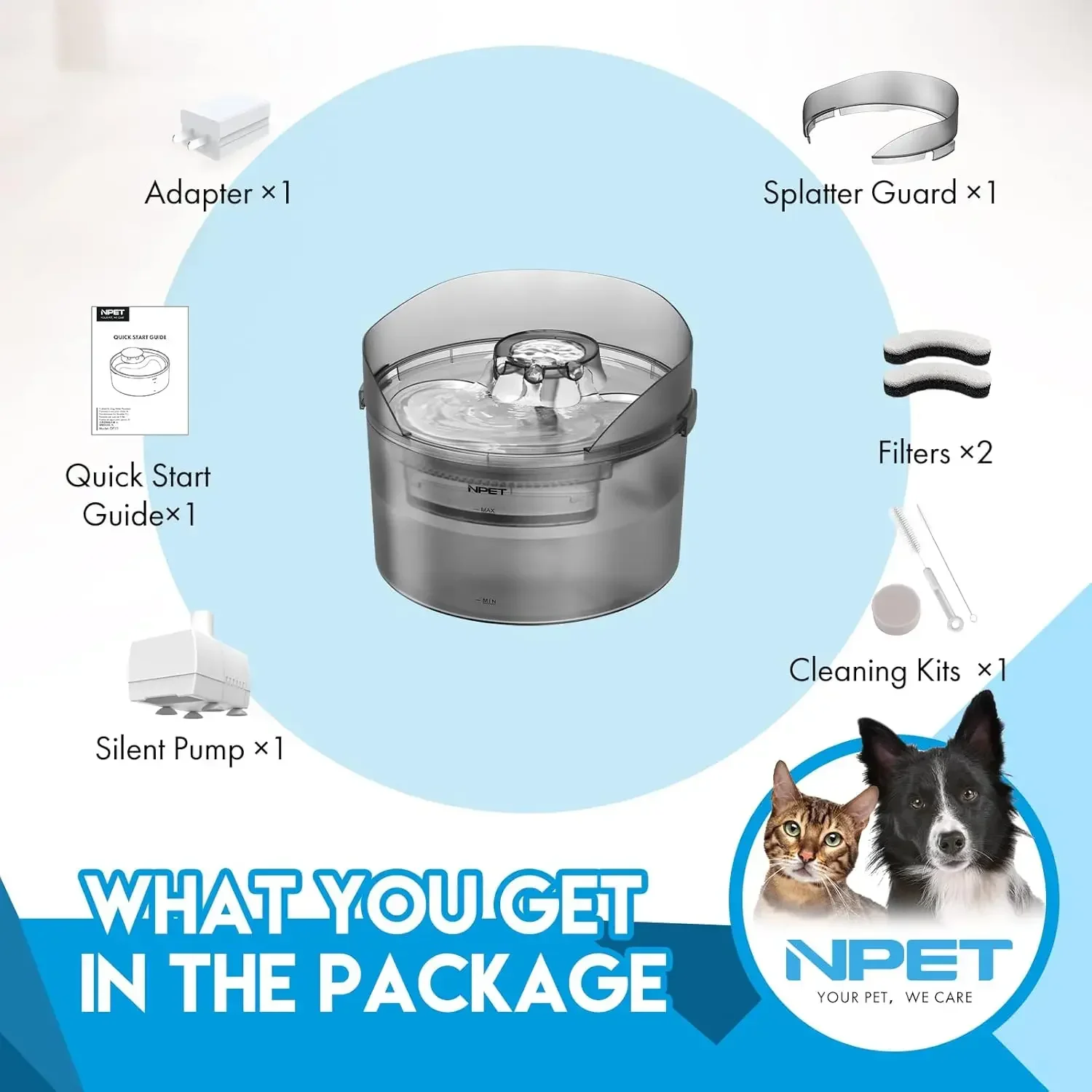 NPET 2-Gallon Dog Water Fountain - Automatic Dispenser with Splatter Guard for Large Dogs - Image 6