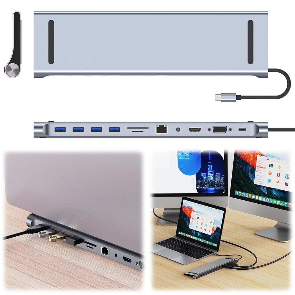 11-in-1 USB-C Docking Station Triple Display Hub for Dell, HP, Lenovo - Image 4