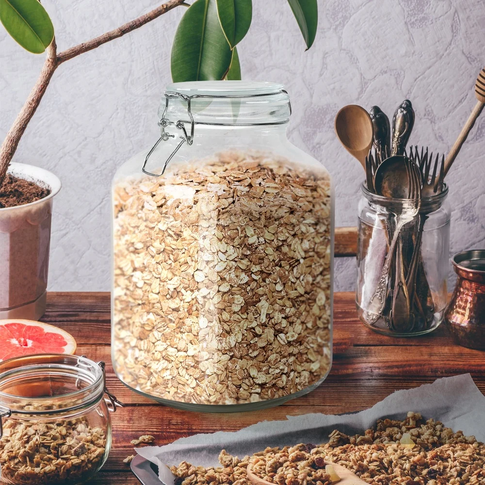 2-Pack Wide Mouth Transparent Glass Storage Jars with Airtight Lids – Cereal & Coffee Containers - Image 6