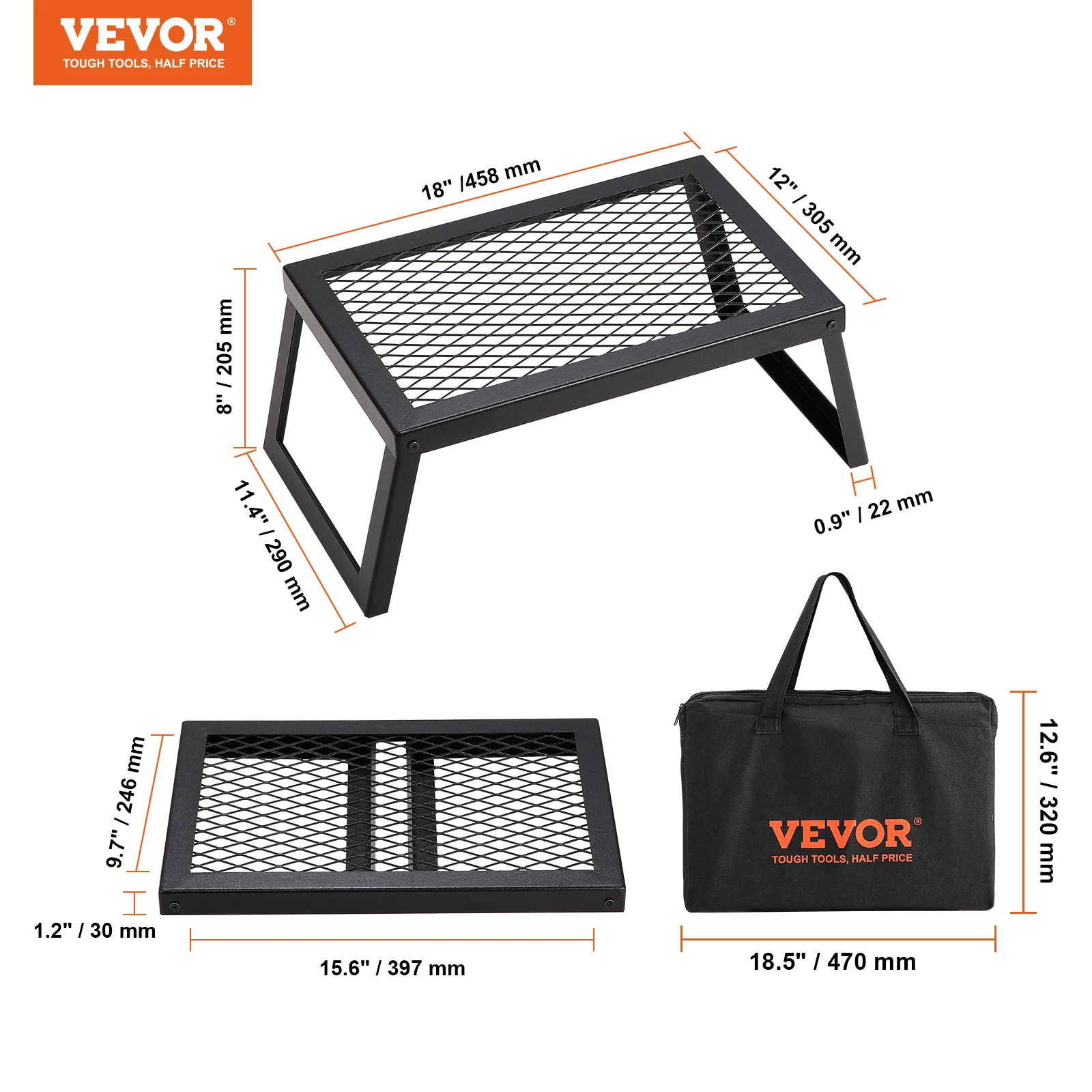 VEVOR 18/24in Barbecue Charcoal Grill, Outdoor Cooking for Camping & Picnics - Image 7