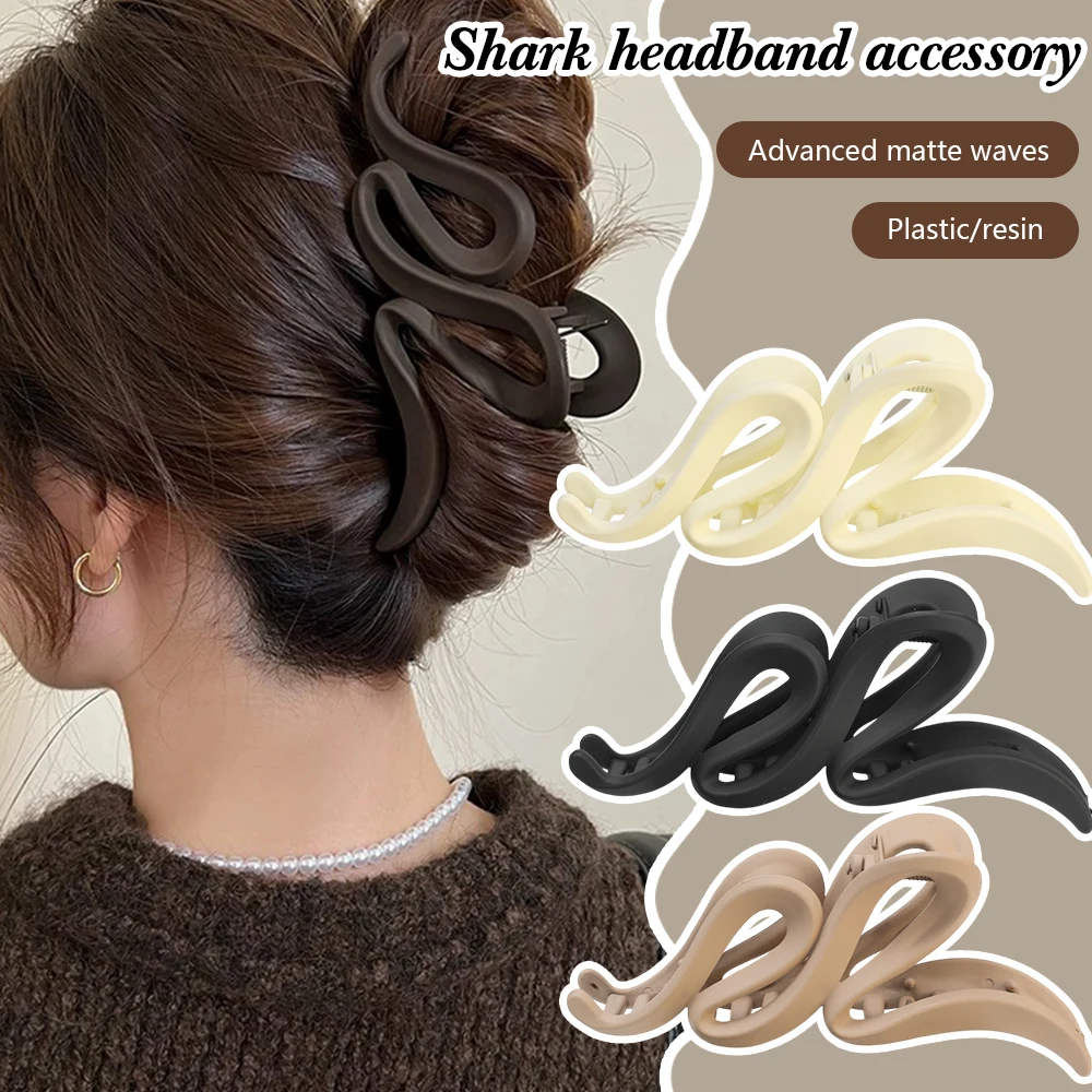 13cm Matte Acrylic Wave Hair Claw – Frosted Solid Color Clip - Image 5