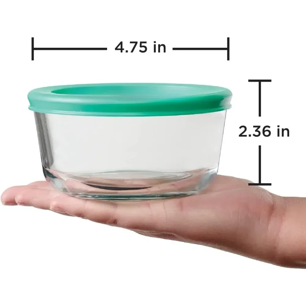 2-Cup Glass Food Storage Containers with Mint Lids – Set of 4 - Image 4