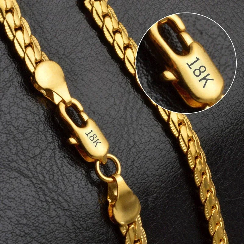 18K Gold/Silver Plated 6mm Sideways Necklace – 8/18/20/24 Inch Chain