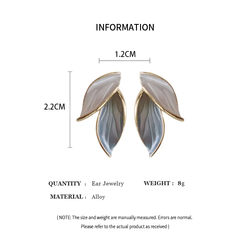 Sweet Blue & White Leaf Stud Earrings – Elegant Plant-Inspired Jewelry Gift - Image 6
