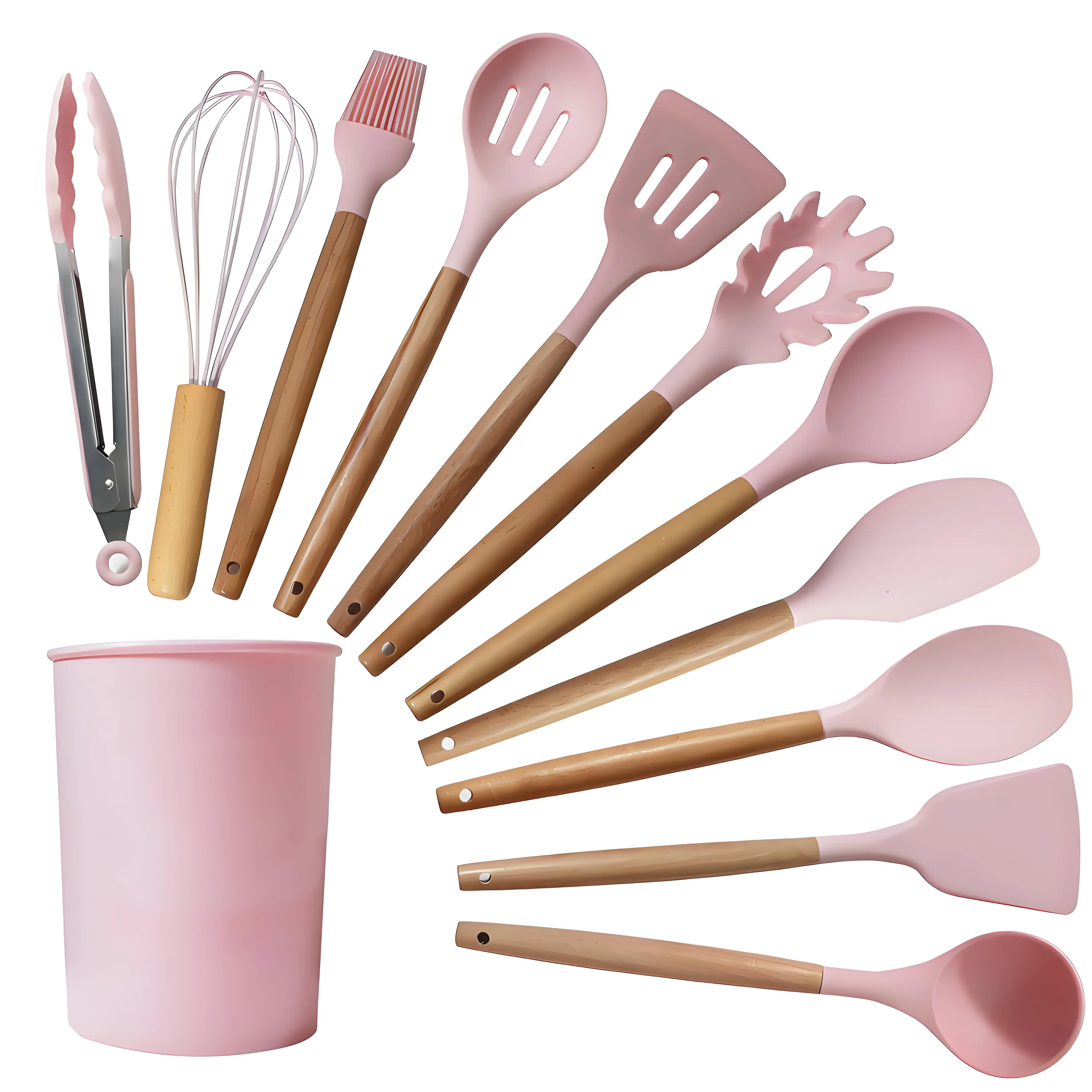 Wooden‑Handle Silicone Utensil Set 12‑pc – Heat‑Resistant, BPA‑Free, Dishwasher‑Safe - Image 6