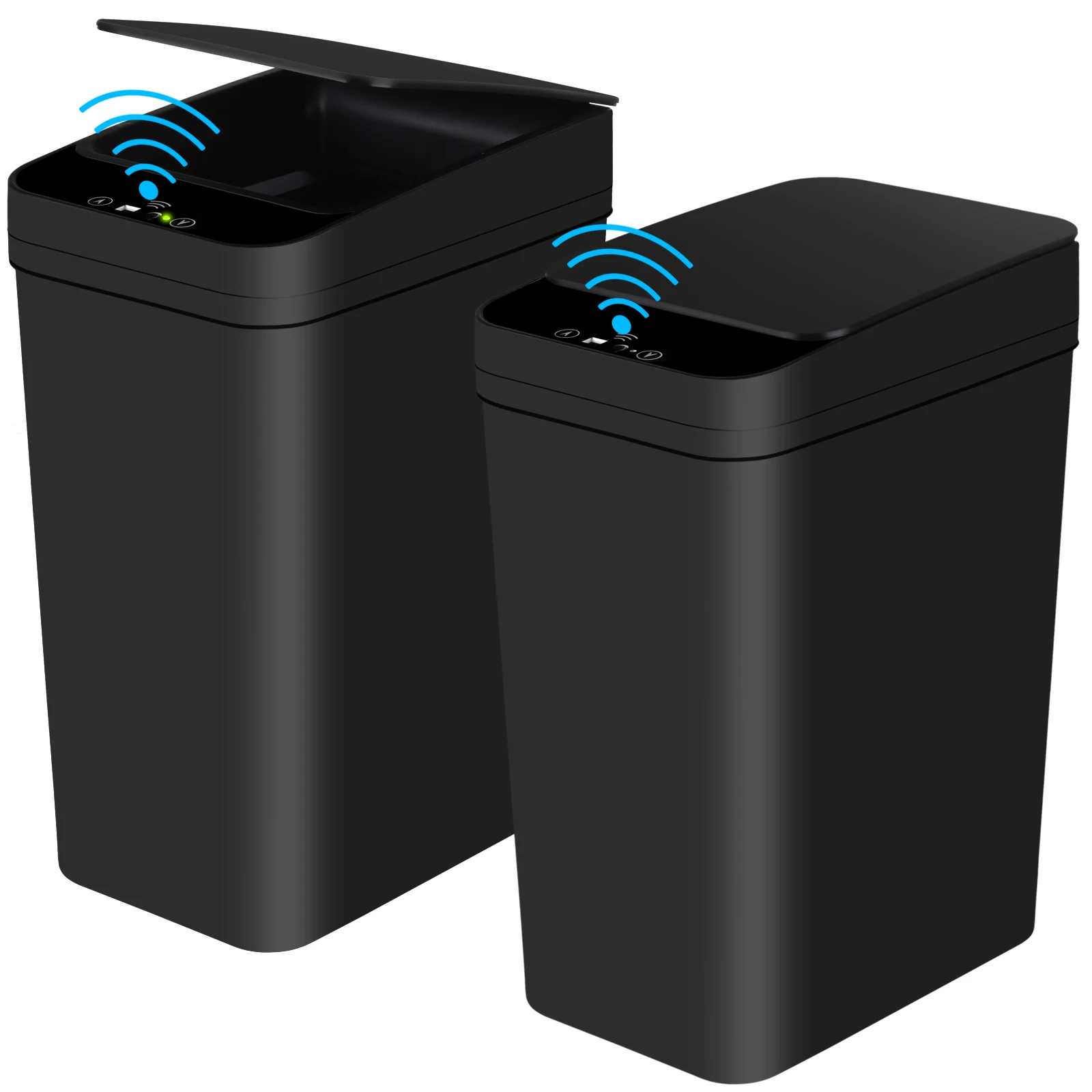 2-Pack 12L Touchless Motion Sensor Trash Cans – Automatic Slim Bathroom & Office Garbage Bins