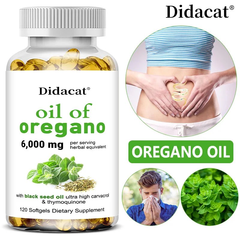 Oregano Oil 6000mg Softgels with Black Seed Oil for Gut & Immune Health