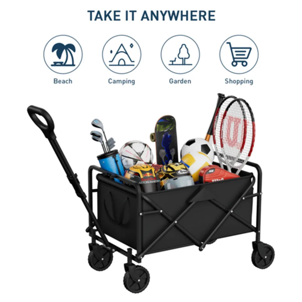 Foldable Garden Wagon Cart, Portable Outdoor Trolley for Camping, Beach & Shopping - Image 4