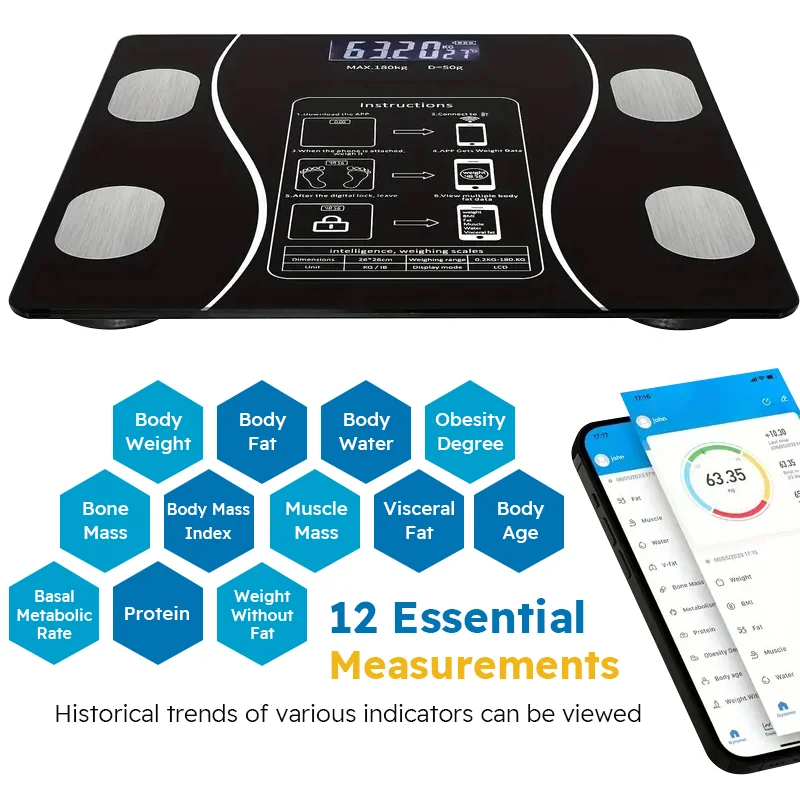 Smart Body Fat Scale, Wireless LED Digital Bathroom Weight & Body Composition Analyzer - Image 6