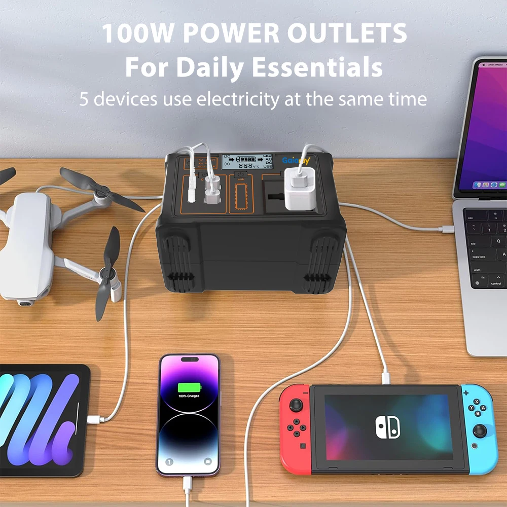 100W Portable Power Station – 24000mAh Solar Generator for Camping & Emergency - Image 4