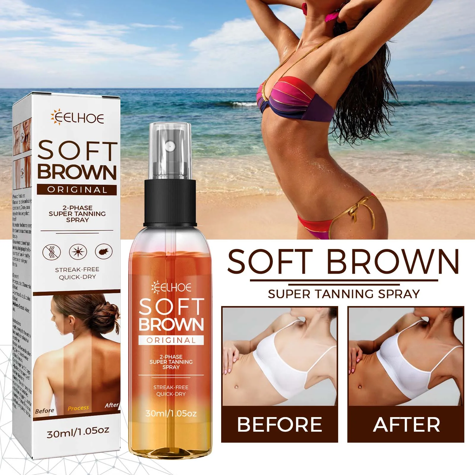 Self-Tanning Spray – Natural Bronzer & Tanning Accelerator for Wheat Skin Tone