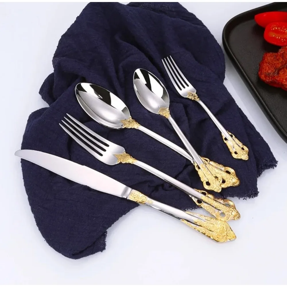 Luxury 30‑Piece Royal 304 Stainless Steel Flatware Set – Modern Silverware - Image 4