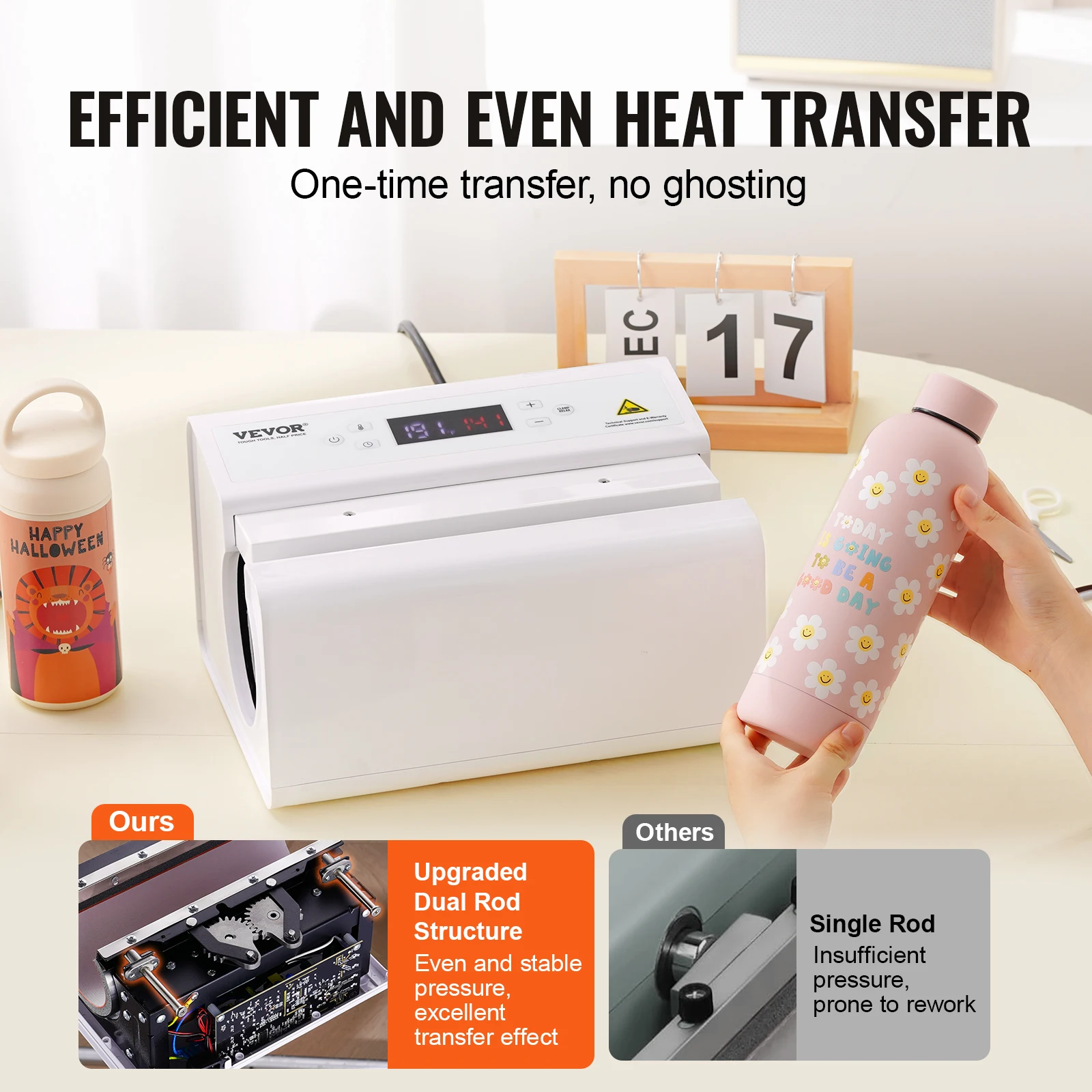 VEVOR Auto Tumbler Heat Press Machine Mug Heat Press for 11-30oz Sublimation Tumblers Heat Up Fast Even Tumbler Press with Tape - Image 4