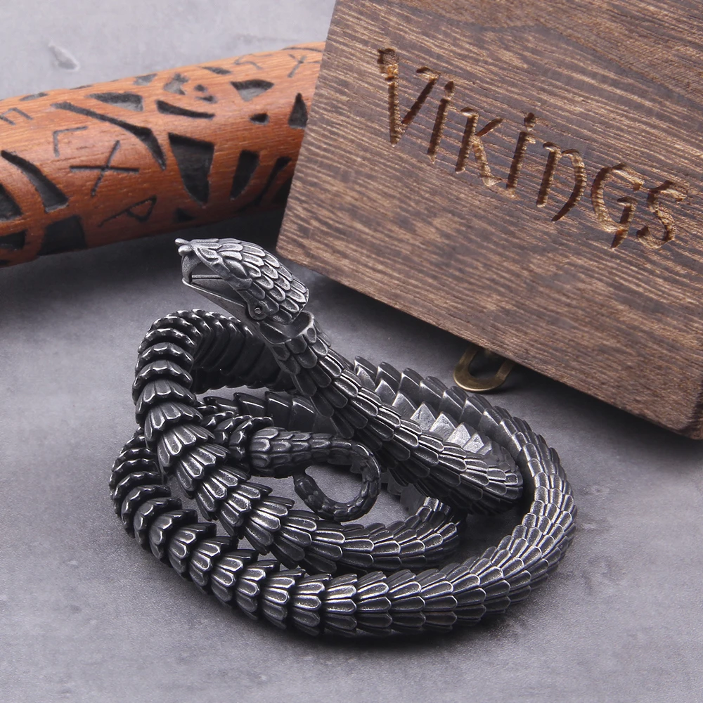 Viking Ouroboros Stainless Steel Necklace Men Vintage Punk Hip Hop Street Jewelry - Image 2