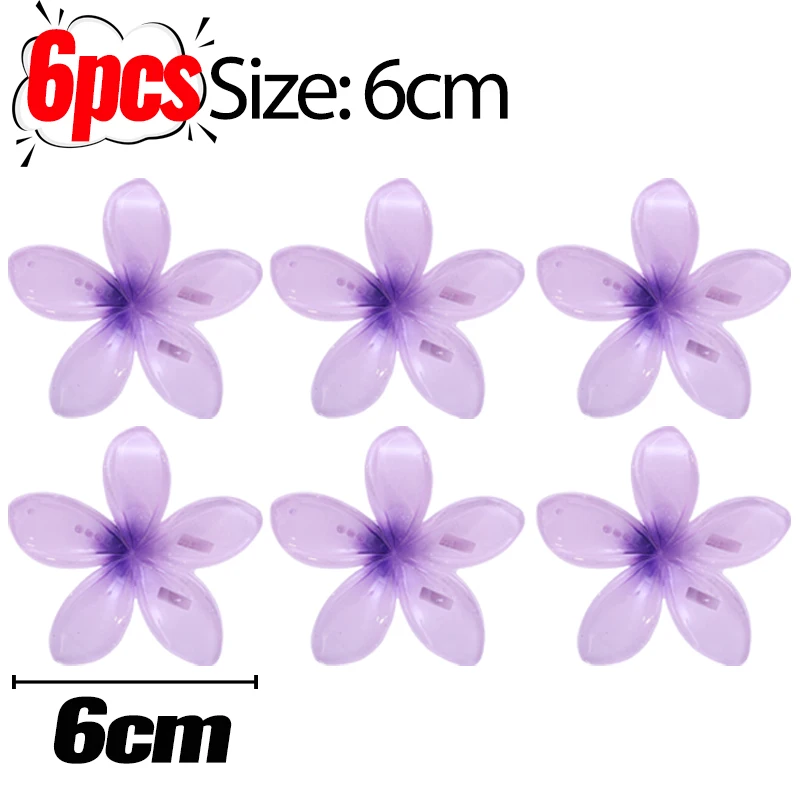 1/6Pcs Hawaiian Gradient Flower Hair Clips Small Claw Hairpin Crab Barrette Women Hair Accessories - Image 31