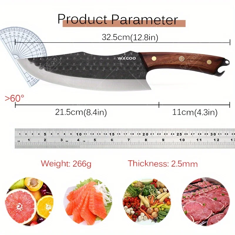 Hand‑Forged High‑Carbon Steel Boning Knife with Wood Handle – Multipurpose Utility - Image 2