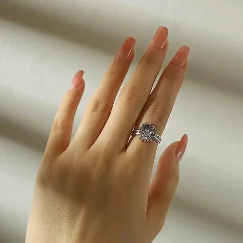 925 Silver Celestial Ring Set – Heart, Bow, Sun, Moon & Star Charms - Image 2