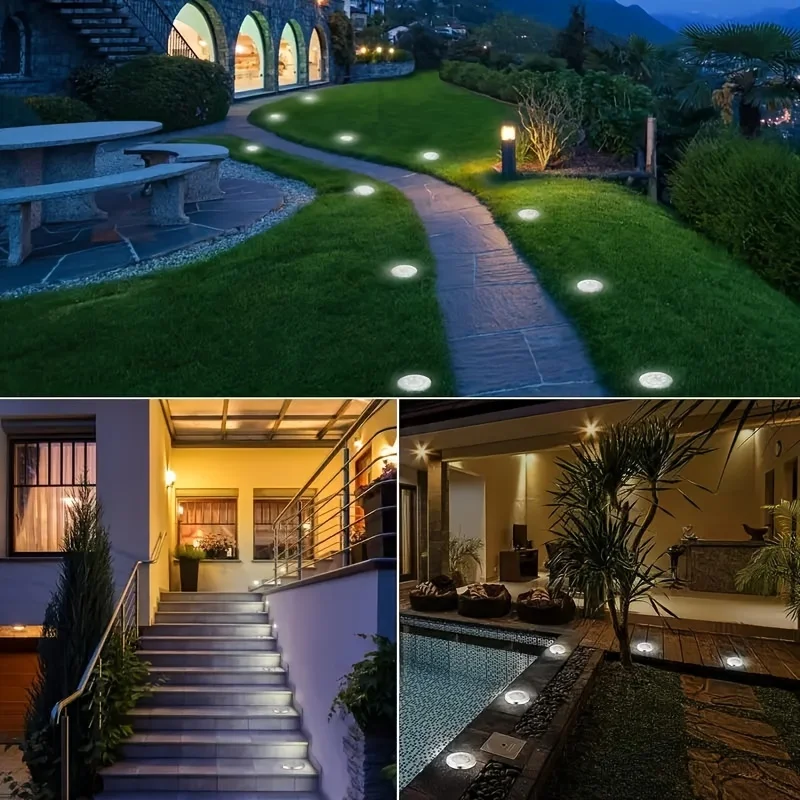 8PCS Solar Disk Lights – 8 LED Outdoor Garden Underground Deck Spotlights - Image 4