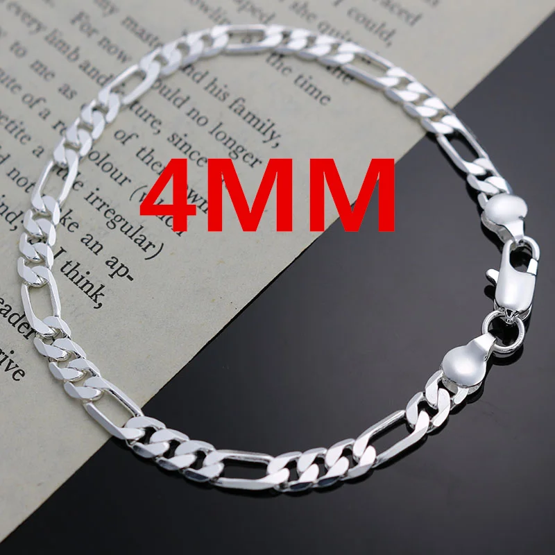 925 Silver 4mm Chain Bracelet & Necklace Set – Elegant Jewelry Gift for Women - Image 2