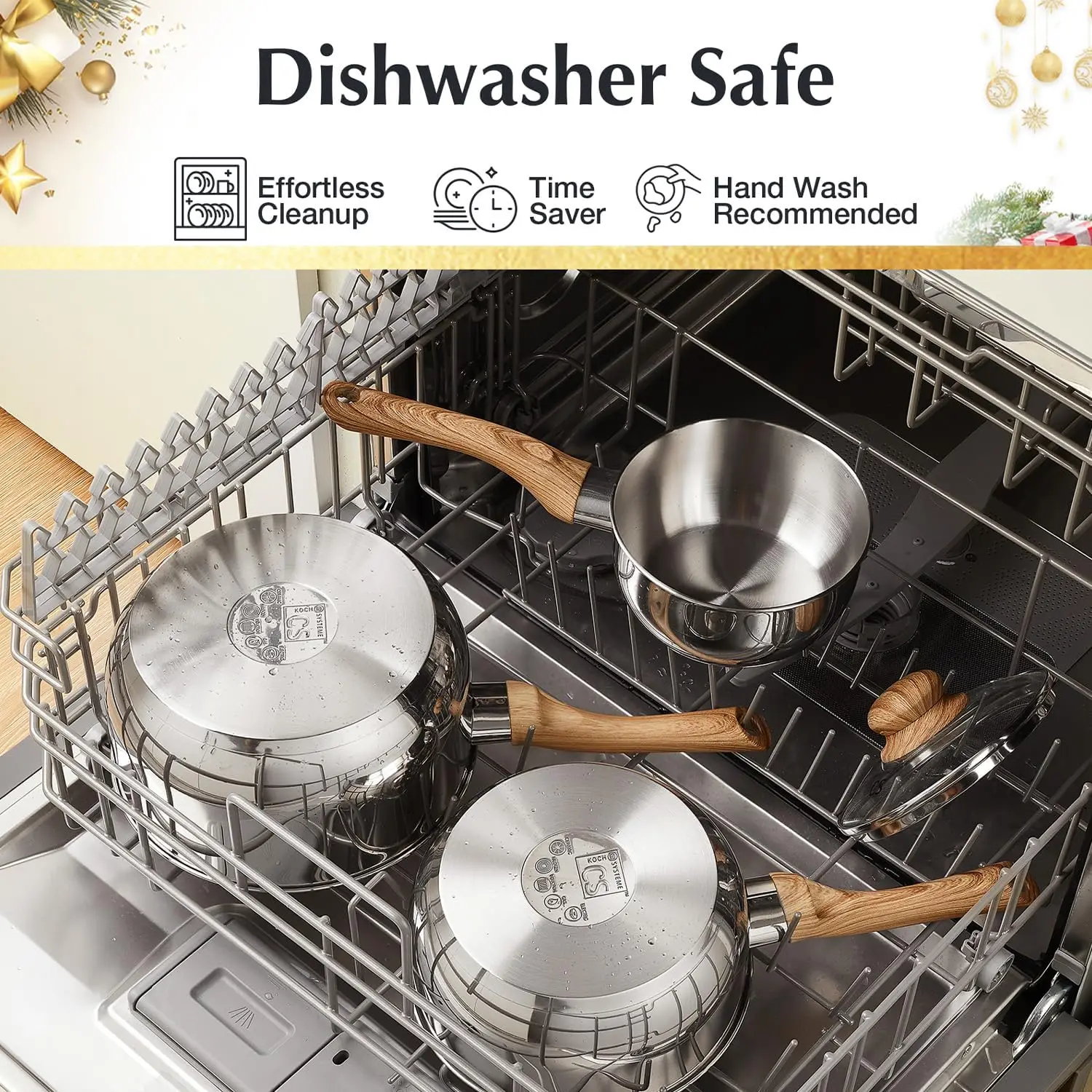 Induction‑Ready 4‑Piece Stainless Steel Saucepan Set – Cool‑Touch Handles - Image 3