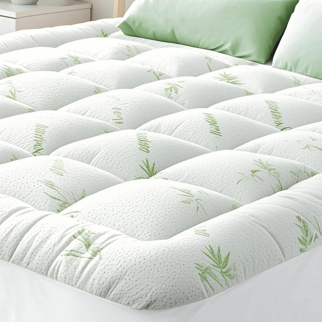 Ultra Soft Aloe Vera Mattress Topper Pillow Top Quilted Fitted Cover with Deep Pocket