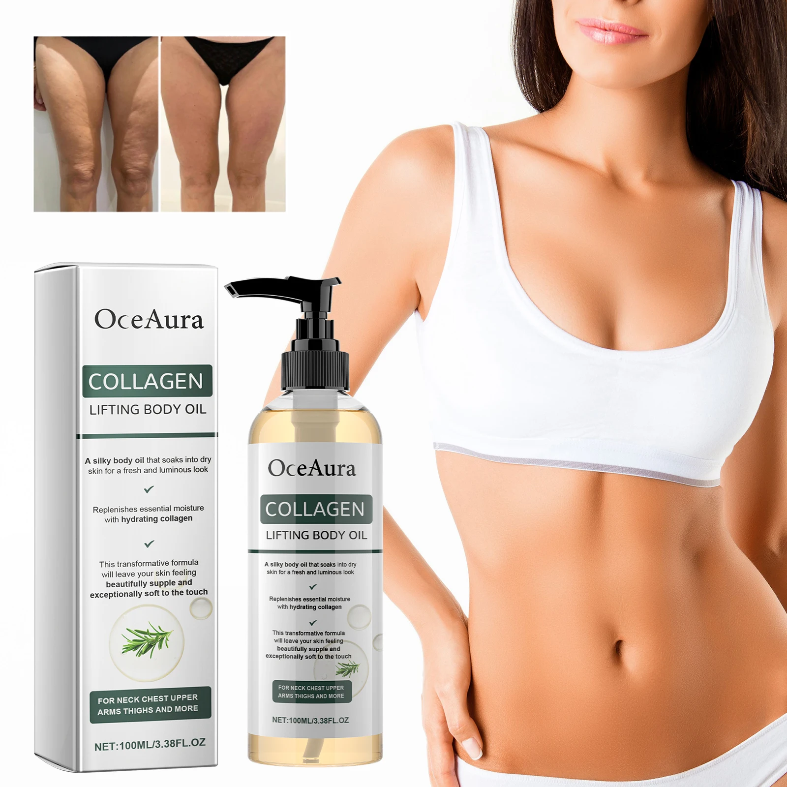 OceAura Collagen Lifting Body Oil – Firming, Tightening & Massage Oil 100ml