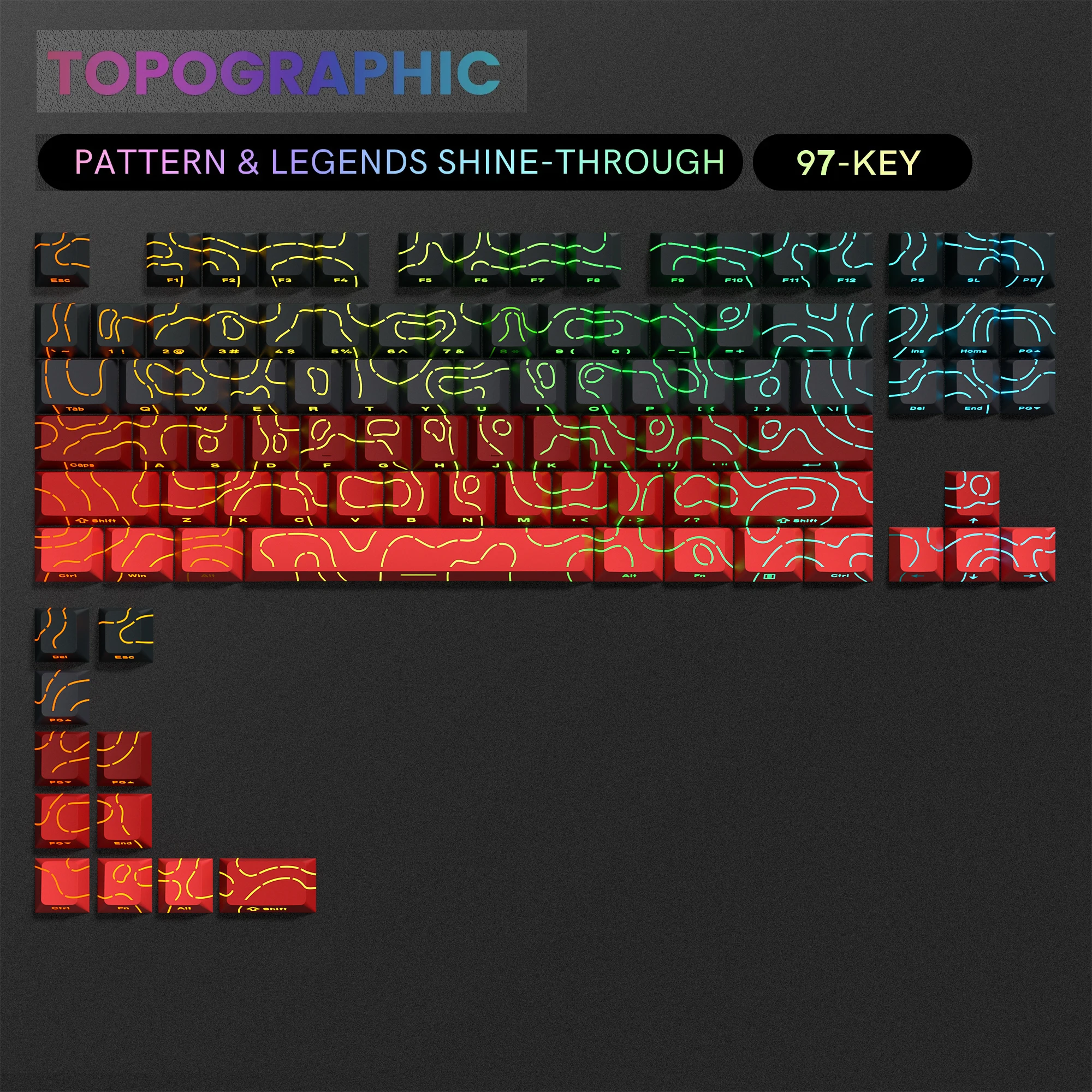 136 Key PBT Double Shot Backlit Keycaps for MX Mechanical Keyboard 61-108 Keys - Image 11