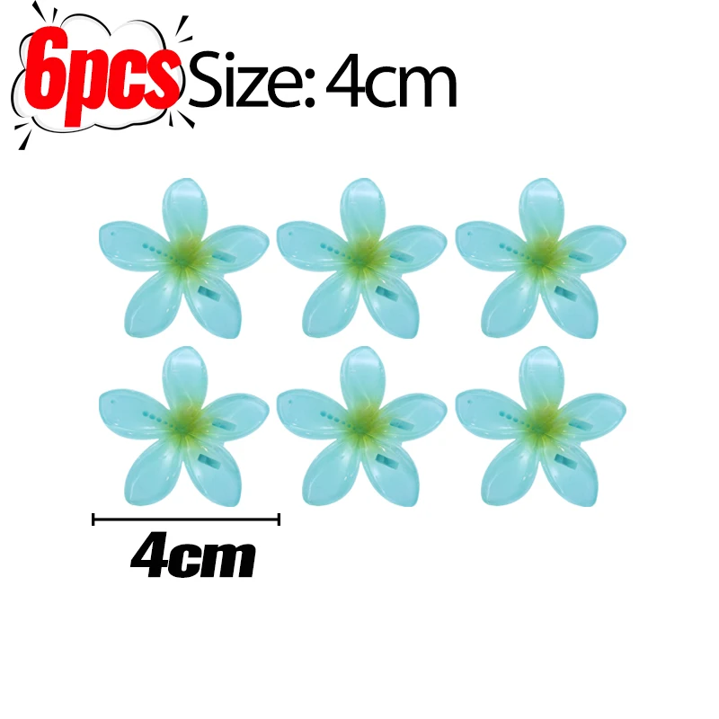 1/6Pcs Hawaiian Gradient Flower Hair Clips Small Claw Hairpin Crab Barrette Women Hair Accessories - Image 28
