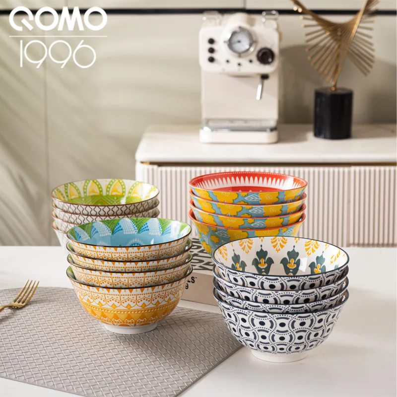 Set of 4 Colorful Porcelain Dessert & Cereal Bowls – Small Ceramic Bowls for Ice Cream, Soup & Snacks