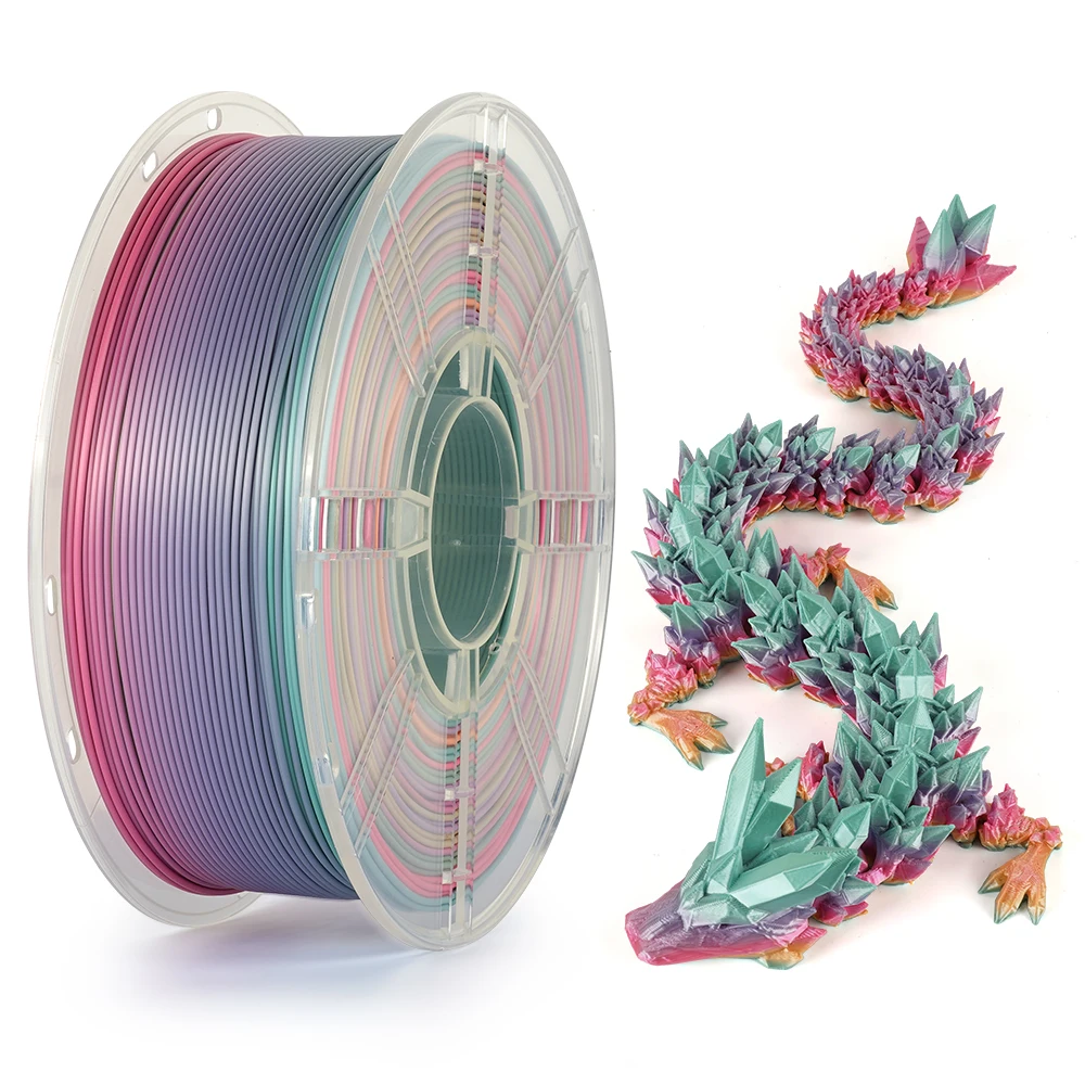 KINGROON Newest Colour 3D Printer Filament PLA Silk Rainbow Multicolor Gradient Printing Consumables 1.75mm 1kg Plastic Spool - Image 5