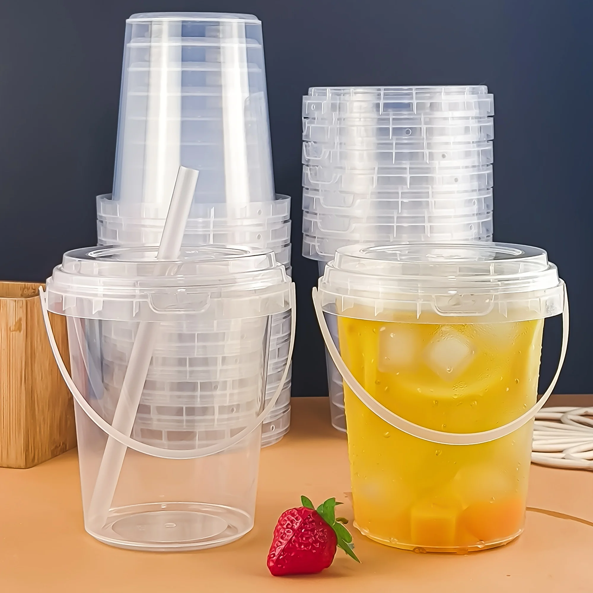 10pcs Large 33.81oz BPA-Free Plastic Cups with Lids & Straws – Reusable Tumblers - Image 2