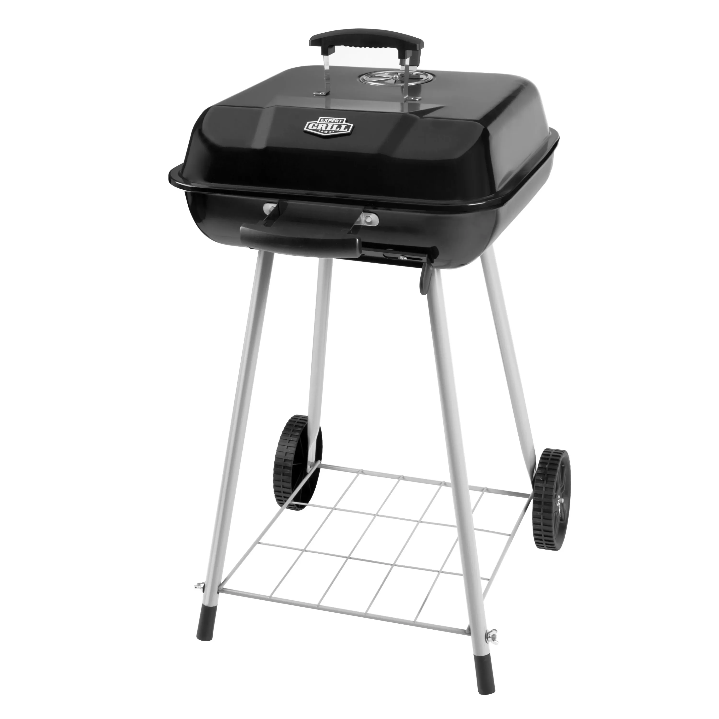 Expert Grill 17.5" Square Charcoal Grill with Wheels, Steel, Black