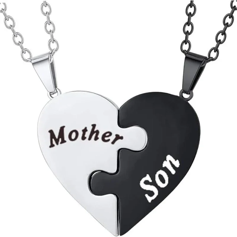 Mother and Son Heart Necklace Set – Matching Pendant Jewelry
