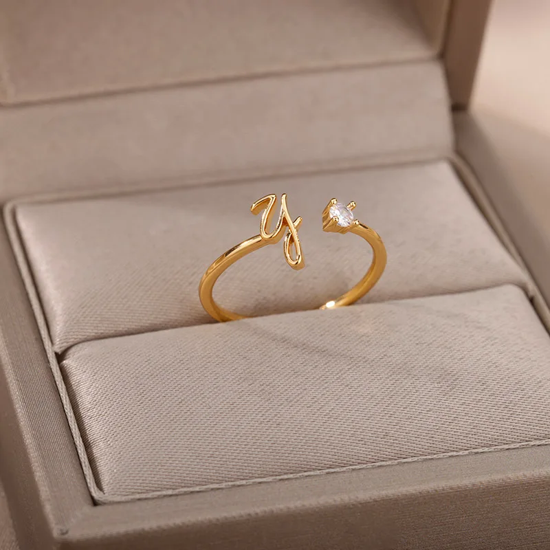 Fashion A-Z Alphabet Stainless Steel Rings Initial Jewelry for Women and Couples Free Shipping - Image 4